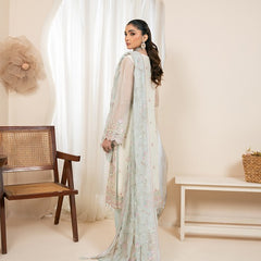 RUA 03 grey embroidered chiffon sleeves with floral and organza detailing