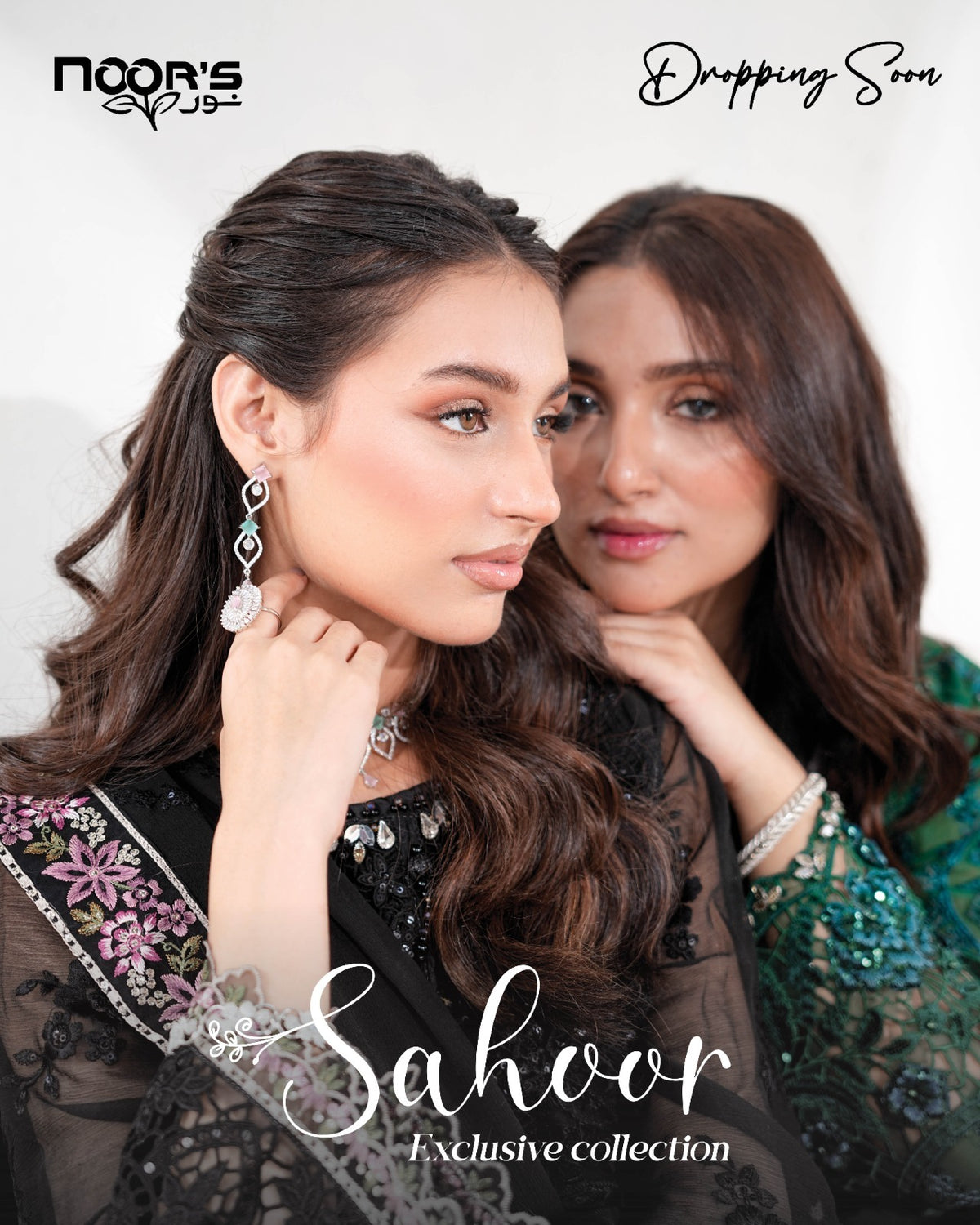 SAHOOR floral embroidered chiffon Pakistani suit with intricate floral detailing