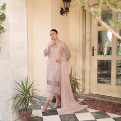 BRISA 04 pink chiffon Pakistani suit back with embroidered organza detailing