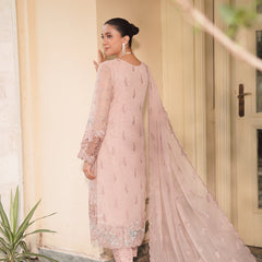 BRISA 04 pink embroidered chiffon sleeves with floral and organza detailing