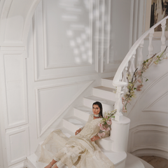 Noors GLAMOURA 06 ash white Pakistani chiffon suit detail