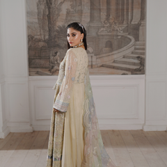 Noors GLAMOURA 01 fawn Pakistani chiffon suit detail