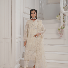 Noors GLAMOURA 06 ash white Pakistani chiffon suit detail