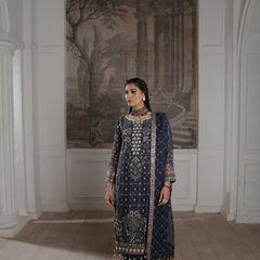 Noors GLAMOURA 08 black Pakistani chiffon suit detail
