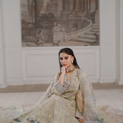 Noors GLAMOURA 01 fawn Pakistani chiffon suit detail