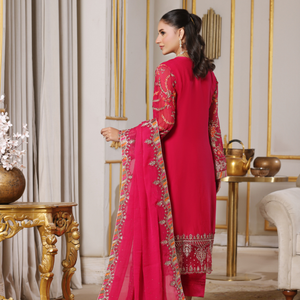FLEUR 01 pink embroidered chiffon sleeves with floral and organza detailing