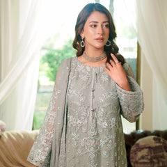 BRISA 06 ferozi embroidered chiffon Pakistani suit with intricate floral detailing