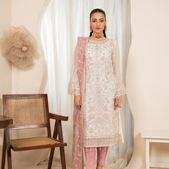 RUA 05 tea pink chiffon Pakistani suit back with embroidered organza detailing