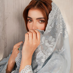 Noors AERGUL 02 sky blue luxury Pakistani chiffon suit with embroidered details
