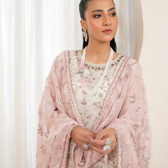 RUA 01 pink embroidered chiffon sleeves with floral and organza detailing