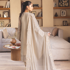 ESHAAL 06 pearl cream embroidered chiffon sleeves with floral and organza detailing