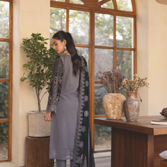 ESHAAL 03 black/grey embroidered chiffon sleeves with floral and organza detailing
