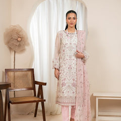 RUA 01 pink embroidered chiffon Pakistani suit with intricate floral detailing