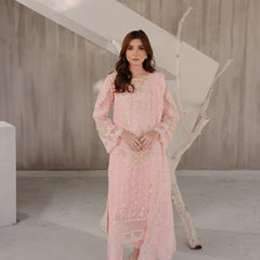 AERGUL 06 pink embroidered chiffon Pakistani suit with intricate floral detailing