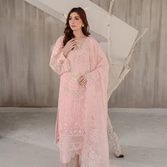AERGUL 06 pink embroidered chiffon sleeves with floral and organza detailing