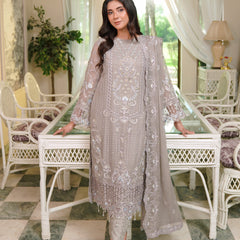 BRISA 07 l/purple embroidered chiffon Pakistani suit with intricate floral detailing