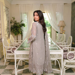 BRISA 07 l/purple chiffon dupatta with embroidered organza border