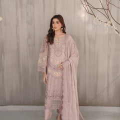AERGUL 01 tea pink embroidered chiffon Pakistani suit with intricate floral detailing