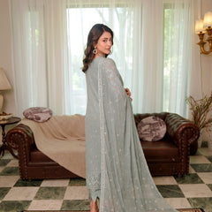 BRISA 06 ferozi chiffon dupatta with embroidered organza border