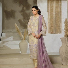 RUMAISA 10 floral pearl cream chiffon Pakistani suit back with embroidered organza detailing