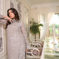 Noors BRISA 07 l/purple luxury Pakistani chiffon suit with embroidered details
