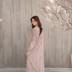 AERGUL 01 tea pink embroidered chiffon sleeves with floral and organza detailing