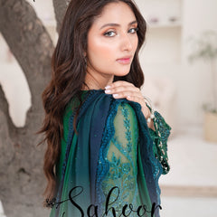 SAHOOR floral chiffon dupatta with embroidered organza border