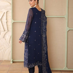 LEHR 07 floral royal blue embroidered chiffon sleeves with floral and organza detailing