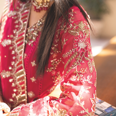 Noors ESHAAL 05 rani pink Pakistani chiffon suit detail