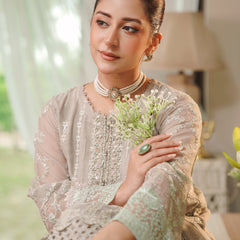 Noors BRISA 01 l/grey luxury Pakistani chiffon suit with embroidered details