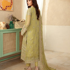 LEHR 08 floral chiffon dupatta with embroidered organza border