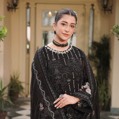 Noors BRISA 09 black luxury Pakistani chiffon suit with embroidered details