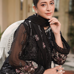 Noors BRISA 09 black Pakistani chiffon suit detail