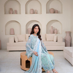 Noors SAHOOR 01 floral l/ferozi Pakistani chiffon suit detail