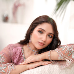 Noors SAHOOR 02 tea pink Pakistani chiffon suit detail