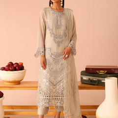 ARMELIA 05 skin chiffon Pakistani suit back with embroidered organza detailing