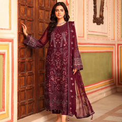 NURIN 03 majenda embroidered chiffon Pakistani suit with intricate floral detailing