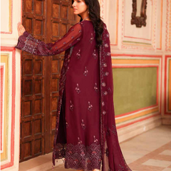 NURIN 03 majenda chiffon Pakistani suit back with embroidered organza detailing
