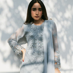 AMAIRA 06 grey embroidered chiffon sleeves with floral and organza detailing