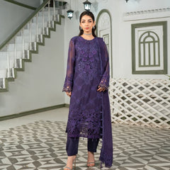 AMAIRA 03 violet embroidered chiffon Pakistani suit with intricate floral detailing