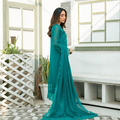 AMAIRA 02 sea green embroidered chiffon sleeves with floral and organza detailing