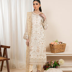 RUA 02 skin chiffon dupatta with embroidered organza border