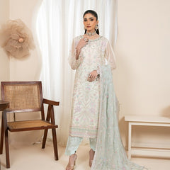RUA 03 grey chiffon Pakistani suit back with embroidered organza detailing