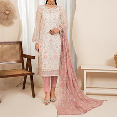 RUA 05 tea pink embroidered chiffon Pakistani suit with intricate floral detailing