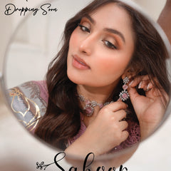Noors SAHOOR floral luxury Pakistani chiffon suit with embroidered details